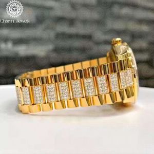 Charm Jewels Luxury Yellow Gold Round Analog Quartz <b>Watch</b> 40mm Sapphire Crystal Folding Clasp Men - Product Image 3