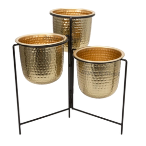 Hammered Iron Powder Coated Durable Multi-Purpose Outdoor Floor Planter with Drainage - Product Image 1