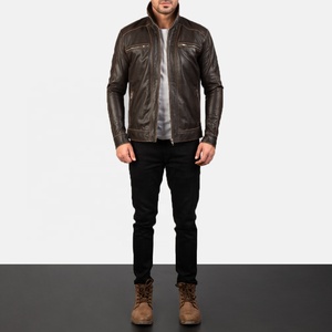 <b>Men</b> <b>Leather</b> <b>Jacket</b> Brown Motorbike Customized with Front Pockets Best Quality Sheep <b>Leather</b> <b>Jacket</b> for <b>Men</b> - Product Image 1