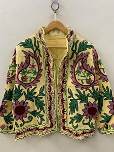 Poncho en coton brodé floral bohème avec col écharpe, manches longues, grande taille, vêtement d'extérieur pour femme, printemps - Product Image 4