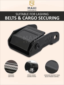 Hebilla de leva de 38 mm y 800 kg (1764 lb) de acero dulce con recubrimiento de polvo negro y aleación de zinc para correa de amarre y sujeción. - Product Image 3