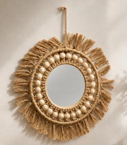 Espejo de Pared Estilo Boho - Decoración Redonda de Ratán - Espejo Decorativo Colgante - Regalo para Dormitorio o Sala de Estar - Product Image 4