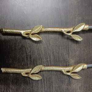 Leaf Design Handle Stainless Steel Cutlery Fork Gold Plated Designer Handle Top <b>Flatware</b> Cheese Cutting Eco-Friendly Wholesale - Product Image 1