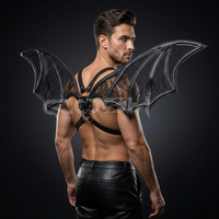 Harnais gothique en dentelle avec ailes de chauve-souris, sangles en similicuir noir et panneaux en maille florale, accessoire de costume d'Halloween réglable