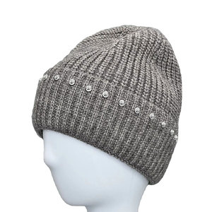 High Quality Winter Unisex Solid Color Knitted Beanie <b>Cap</b> Customized Design With Rhinestone Decoration Acrylic Beanie <b>Caps</b> - Product Image 1