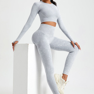 Solid Front Logo yoga <b>exercise</b> clothing set Women's Trendy Sportswear Solid Front Logo Seamless for Women's Sets Gym Workouts - Product Image 2