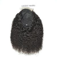 Lucky Hairs Perruque à clips en cheveux humains Remy indiens ondulés noir naturel, double trame machine, style Body Wave