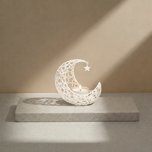 Support de bougie en métal doré en forme de lune, décoration de table islamique pour le Ramadan, porte-bougie en forme de croissant de lune, décoration de bougie arabe - Product Image 5