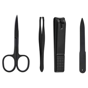 15 Pcs Beauty Kit Black Color Coated <b>Nail</b> Clipper Scissors <b>Nail</b> Files Professional Manicure <b>Set</b> With Leathers Pouch - Product Image 3