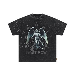 Oversized Rhinestone T <b>Shirt</b> High GSM 100% Cotton Graphic Printed DTF DTG Tee <b>Y2K</b> Streetwear Hip Hop Washed Fashion Unisex <b>Shirt</b> - Product Image 1