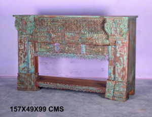 Meilleure collection d'armoires consoles en bois faites à la main de style antique avec étagère de rangement, art himalayen antique - Product Image 1