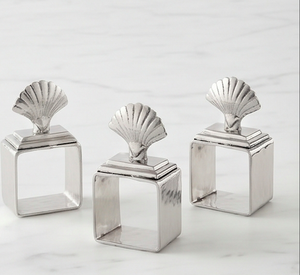 Vintage <b>Silver</b> Metal <b>Napkin</b> Rings Square Shell Design Wedding Table Decor For Kitchenware And Home Use - Product Image 1