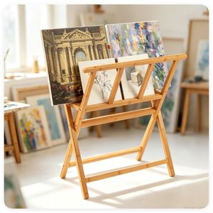 Espositore per Stampe su Tela in Bambù Naturale Resistente, Capacità 22 libbre, Organizzatore 34"x19" per Opere d'Arte e Cucina - Product Image 1