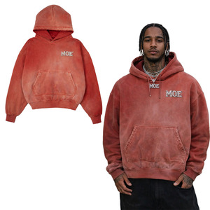 ผู้ผลิตเสื้อฮู้ดดี้ผู้ชายคุณภาพสูงแบบสั่งทำสีรุ้งสุดเทรนดี้ สไตล์สตรีท ทรงโอเวอร์ไซส์ ผ้าฝ้าย 100% แบบครอป ซันเฟด - Product Image 1