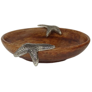 Meilleurs prix de vente - Bol de service rond en bois et métal de couleur marron décoratif pour la cuisine, la table et les desserts - Product Image 4