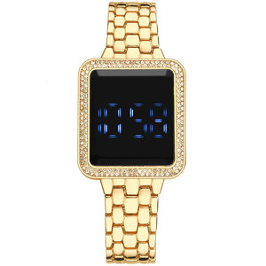 6017 Square Rhinestone Touch Screen LED <b>Digital</b> <b>Watch</b> <b>Ladies</b> Stainless Steel Bracelet Wristwatches Clock Zegarek Damski - Product Image 1
