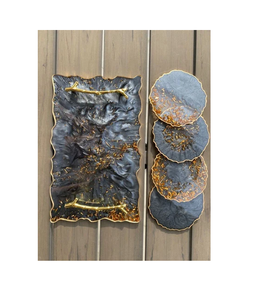 Plateau de service en résine époxy, plateau artisanal en résine, utilisé dans les hôtels et à la maison, artisanat personnalisé, best-seller sur Tradebit - Product Image 3