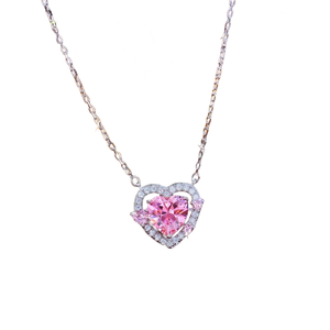 Collar con Colgante de Moissanita en Forma de Corazón, Chapado en Oro Rosa sobre Plata 925, con Cadena para Mujer, Uso Diario Romántico, Disponible para la Venta - Product Image 2