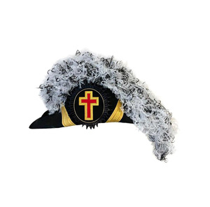 Gorro de Comandante Eminente de los Caballeros Templarios con Plumas Rectas Blancas y Negras, Tocado Ceremonial Premium - Product Image 1
