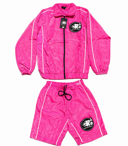 Custom Winter Hooded Nylon Windbreaker <b>Jacket</b> and Shorts Set Plus Size Water Resistant Two Piece Tracksuit - Product Image 4