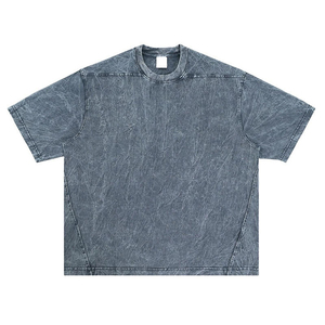 เสื้อยืดเดนิมผู้ชายไซส์ใหญ่ ราคาถูก ทรงหลวม คอโอ แขนสั้น สีพื้น ผ้าฝ้าย 100% สไตล์สตรีทแวร์ - Product Image 1
