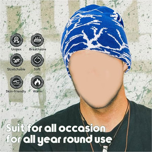 Beanies Hats Men Y2K Lightning <b>Pattern</b> Wool Acrylic <b>Knitted</b> Hat Streetwear Winter Warm Soft Stretch Skull Cap Retro Fashion - Product Image 3