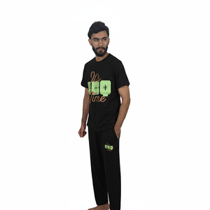 Ensemble de survêtement en coton pour homme, idéal pour l'entraînement en extérieur, comprenant un t-shirt noir oversize et un pantalon décontracté - Product Image 6