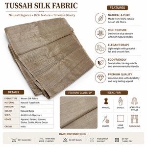 Tela de Seda Tussah Natural Premium, Textil de Seda Tejido a Mano para Prendas de Vestir, Manualidades, Decoración del Hogar, Uso para Niños - Product Image 6