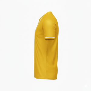 Camiseta de Fútbol Amarilla de Manga Corta para Hombre, Cuello en V, Absorbe la Humedad, Diseño a Rayas de Poliéster, Ropa Deportiva para Todas las Temporadas - Product Image 3