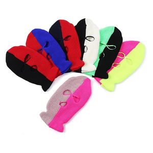 Cagoule tricotée unisexe rose bicolore, masque facial, cache-cou d'hiver pour le ski en extérieur, taille adulte 56-58CM - Product Image 6