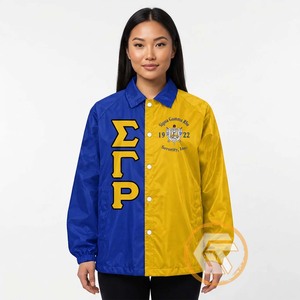 GREEK TREASURES เสื้อแจ็คเก็ตโค้ชสำหรับผู้หญิงแบบกำหนดเอง ปักลาย Sigma Gamma Rho กันน้ำ แห้งเร็ว กันลม ระบายอากาศได้ดี สำหรับฤดูร้อน - Product Image 2
