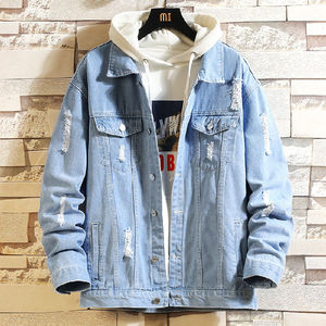 Veste en jean 100 % coton de haute qualité pour homme, style vintage déchiré, coupe ajustée, streetwear, coupe-vent, écologique, hiver - Product Image 3