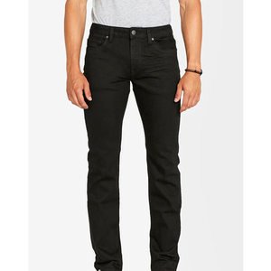 Jean élégant noir en denim respirant tissé pour homme, coupe droite, extensible, style business décontracté, 100 % coton, collection 2023 - Product Image 1