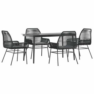 Dark Grey Garden Dining Set 4 Seater Metal <b>Frame</b> Rattan Contemporary Outdoor Furniture Weather Resistant - Product Image 2