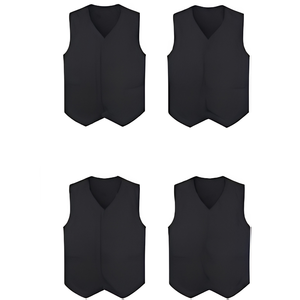 Chaleco de camarero/a para hostelería y restauración, con bolsillos, botones, cuello en V y cuello alto, formal, protector, 100% poliéster, fino. - Product Image 2