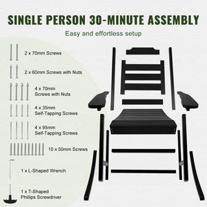 Sedia a dondolo da esterno in HIPS con schienale alto e braccioli lisci, supporta 180 kg, pieghevole per uso in parchi - Product Image 4