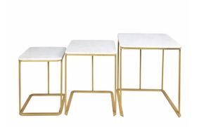 Premium <b>Marble</b> <b>Nesting</b> <b>Table</b> Set Gold Metal Frame Luxury Space Saving Side <b>Tables</b> for Living Room - Product Image 4