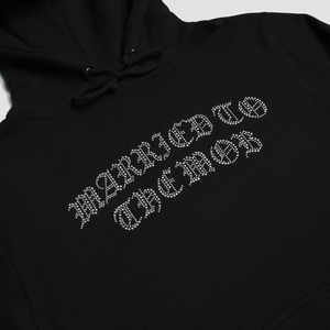 Wholesale 2026 Custom Men's <b>Black</b> Hooded Knitted Sweatshirt Rhinestone Angel <b>Wings</b> Back Print Regular Fit Casual Winter Wear - Product Image 4