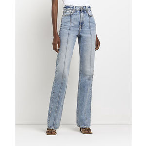 Jeans d'hiver pour femmes à prix abordable, taille haute, color block, extensibles, 100% coton, respirants, séchage rapide, denim personnalisé - Product Image 3