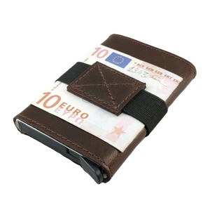 Portefeuilles unisexes en cuir pleine fleur Crazy Horse avec bouton poussoir métallique, porte-cartes en aluminium, portefeuille RFID, vente en gros, prix compétitif, Inde - Product Image 1