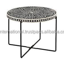 Taburete con incrustaciones de hueso de alta calidad, Mesa de color blanco y negro con forma redonda, mesa de incrustación de hueso al mejor precio - Product Image 2