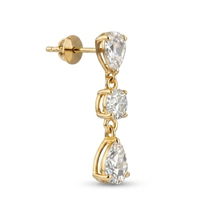 <b>Diamond</b> Stud <b>Earrings</b> 14K Solid Gold IGI Certified Premium Quality Brilliant Stones Brilliant Cut 5 Grams Elegant Women's Party - Product Image 2