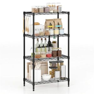 4 Tier Heavy Duty Metal Wire Shelving 600 Lbs Load Capacity with Anti-toppling Kits for Garage <b>Kitchen</b> <b>Storage</b> Shelves & <b>Units</b> - Product Image 1