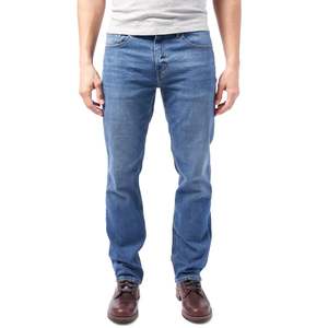 Pantalon de jogging en denim pour homme, coupe droite, 100% coton, léger, respirant, écologique, bleu foncé - Product Image 1