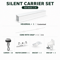 Support silencieux avec kit de support principal pour composants de rail de rideau à glissement fluide et silencieux