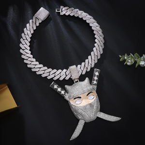 Pendentif Crâne de Pirate en Moissanite pour Homme, Argent 925, Masque Couronné Givré, Bijou Hip Hop Tendance, Collier Léger - Product Image 2