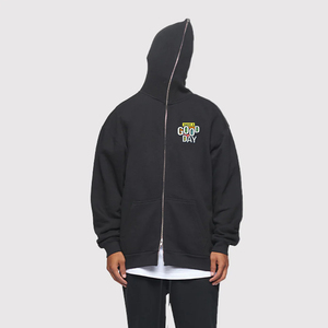 Sudadera con Capucha Negra para Hombre, Corte Regular, Estampado Frontal, Estilo Casual, 100% Algodón, Felpa Francesa, Bolsillo, Manga Regular - Product Image 1