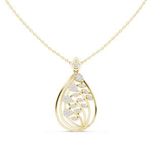 Collier pendentif diamant en forme de goutte d'eau avec chaîne en or rose 14 carats, bijoux de luxe pour femme, idéal pour fiançailles, mariage et soirées - Product Image 1