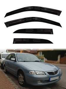 Mazda 626 GF 1997-2002 Pare-Pluie de Fenêtre de Voiture en Acrylique Transparent Noir Slimline GCS 4 Pièces Ruban 3M Fabriqué à Taïwan - Product Image 2