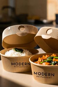 จำหน่ายส่งภาชนะบรรจุอาหารแบบใช้แล้วทิ้ง ป้องกันการรั่วซึม ทนต่อคราบไขมัน สำหรับข้าวและบริการจัดส่งอาหาร - Product Image 4